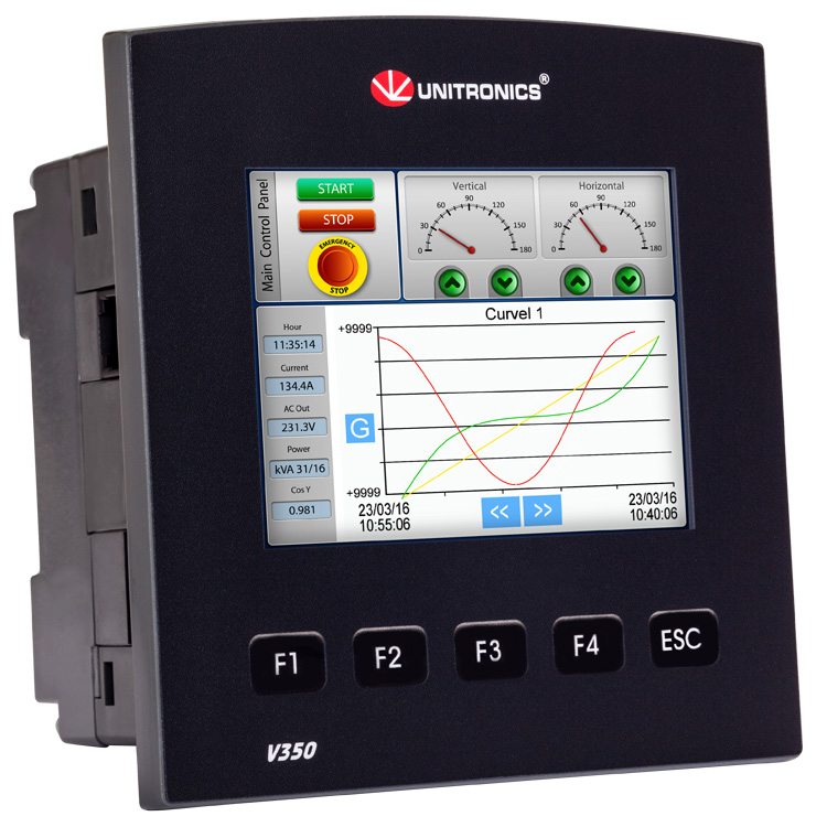 V350-J-R34 VISION 3.5&quot; OPLC, 20 entradas digitales, 2 entradas analógicas/digitales, 12 salidas de relé, RS232/485, 24 VCC