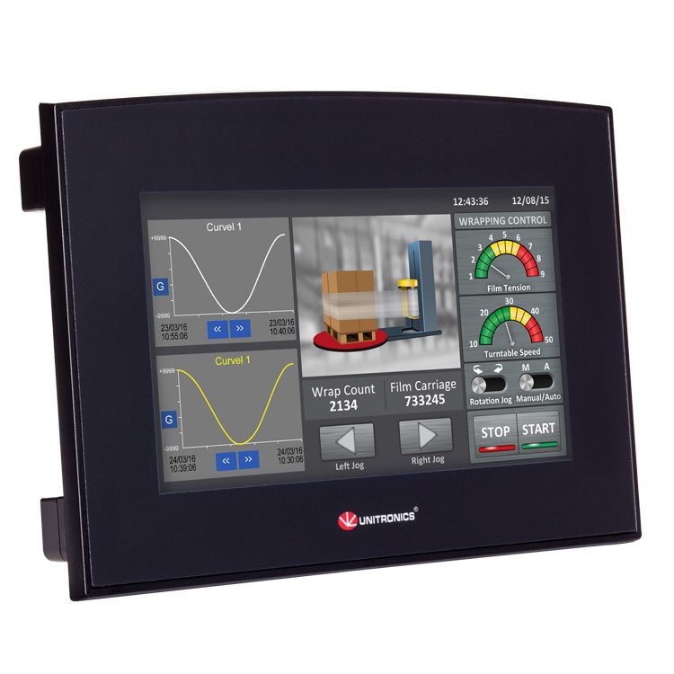 SM70-J-TA22 PLC+HMI Samba con pantalla táctil de 7″, 12 entradas digitales, incluyendo 1 entrada HSC/codificador de eje, 2 entradas analógicas, 2 entradas PT100/TC, 8 salidas transistor, 2 salidas analógicas