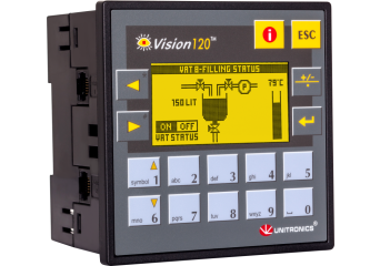 V120-22-UA2 CONTROLADOR PLC CON PANEL GRÁFICO HMI INTEGRADO - 12 DI, 2 AI/DI/TC, 10 TO, 2 AO