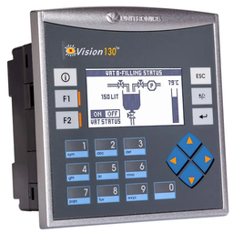 [V130-33-TA24] OPLC (PLC+HMI) Vision 130, V130-33-TA24; 8 entradas digitales, 2 entradas analógicas/digitales, 2 entradas TC/PT/digitales, 10 salidas de transistor, 2 salidas analógicas, RS232/485, 24 VDC