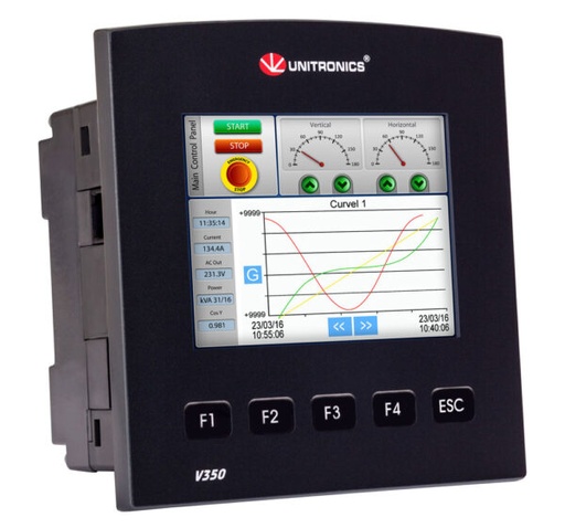 [V350-J-T38] V350-J-T38 PLC Vision con pantalla táctil de 3,5″, 20 entradas digitales, 2 D/A, 16 salidas de transistor